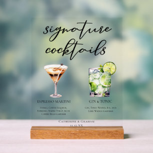Espresso Martini Gin & Tonic Signature Cocktails Acrylschild