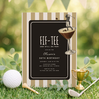 Espresso Martini Golf Thema 50. Geburtstag Einladung