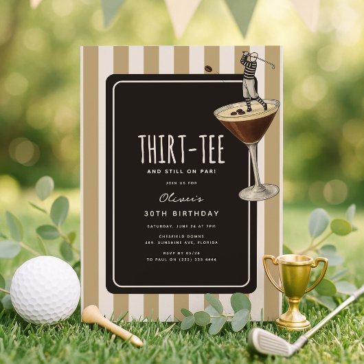 Espresso Martini Golf Themed 30th Birthday Einladung