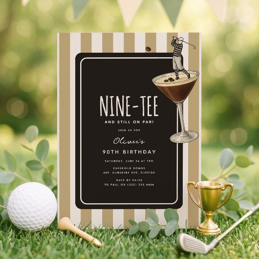 Espresso Martini Golf Themed 90th Birthday Einladung