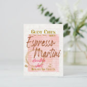 Espresso Martini Guest Karo Empfang Typografie Postkarte (Stehend Vorderseite)