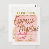 Espresso Martini Guest Karo Empfang Typografie Postkarte (Vorne/Hinten)