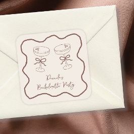 Espresso Martini Handgezeichneter Junggeselinnen-A Quadratischer Aufkleber