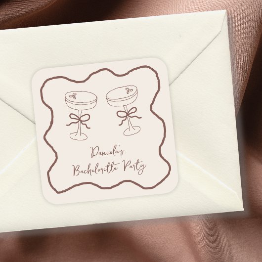 Espresso Martini Handgezeichneter Junggeselinnen-A Quadratischer Aufkleber