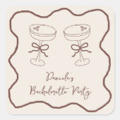 Espresso Martini Handgezeichneter Junggeselinnen-A Quadratischer Aufkleber (Vorderseite)