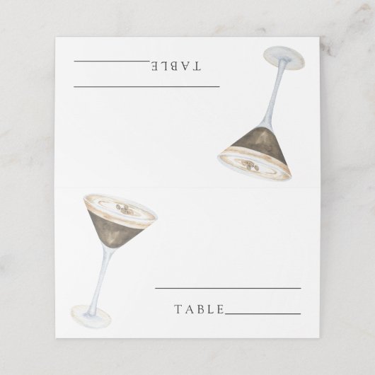 Espresso martini - Hochzeit - Platzkarten (Außenseite Aufgefaltet)