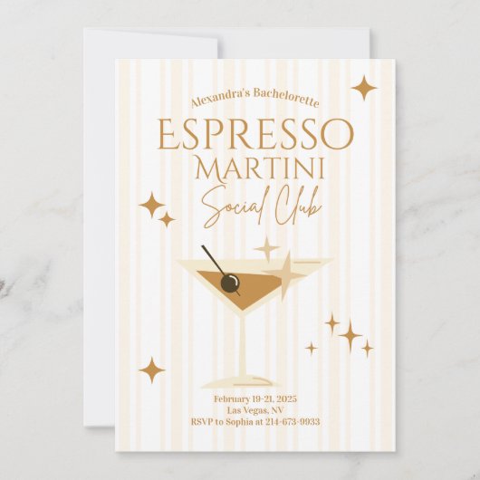 Espresso Martini Junggeselinnen-Abschied Einladung (Vorderseite)