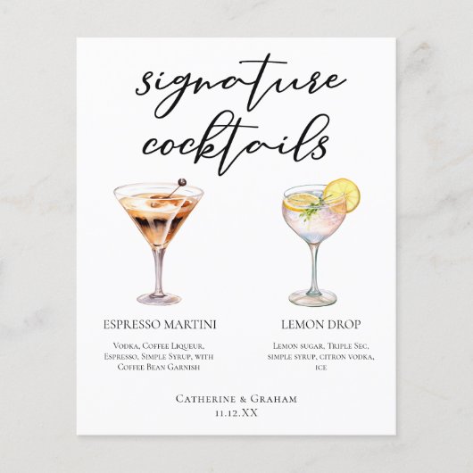 Espresso Martini Lemon Drop Cocktails Menü (Vorderseite)