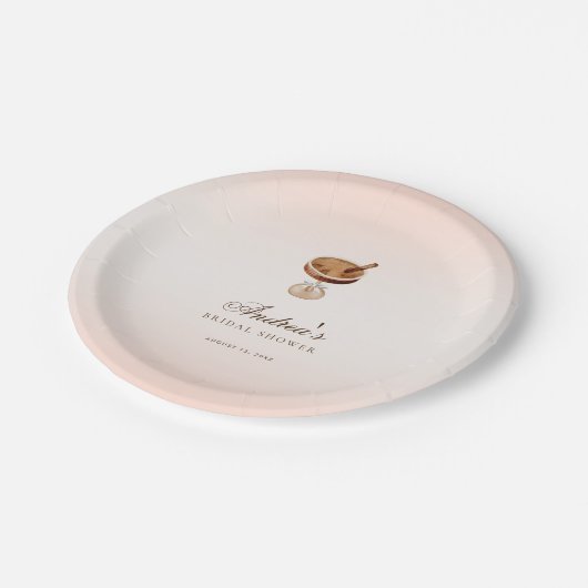 Espresso Martini Liebe Braut Brautparty Pappteller (Schrägansicht)