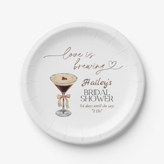 Espresso Martini Liebe Braut Brautparty Pappteller (Vorderseite)