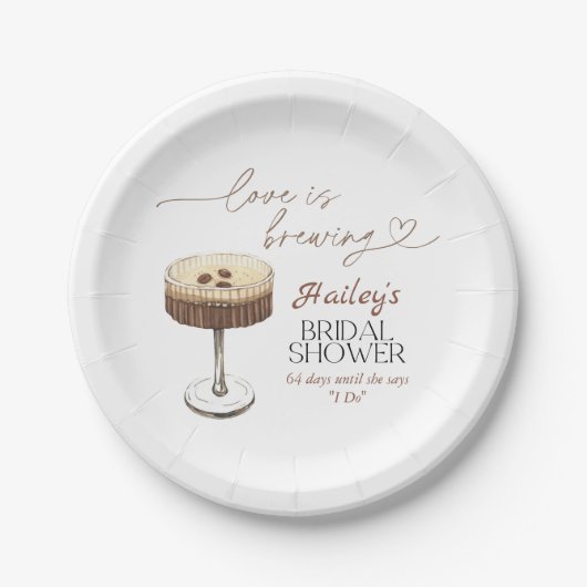 Espresso Martini Liebe Braut Brautparty Pappteller (Vorderseite)