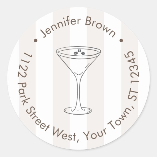 Espresso Martini Liebe Braut Rücksendeadresse Runder Aufkleber (Vorderseite)