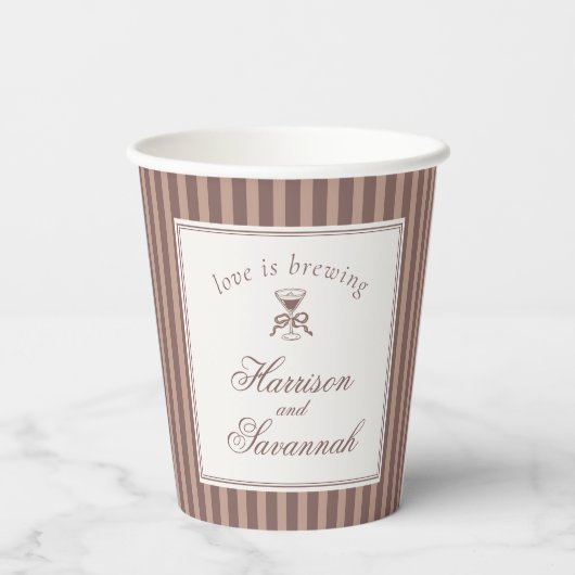 Espresso Martini Love Brewing Coffee Wedding Pappbecher (Rückseite)