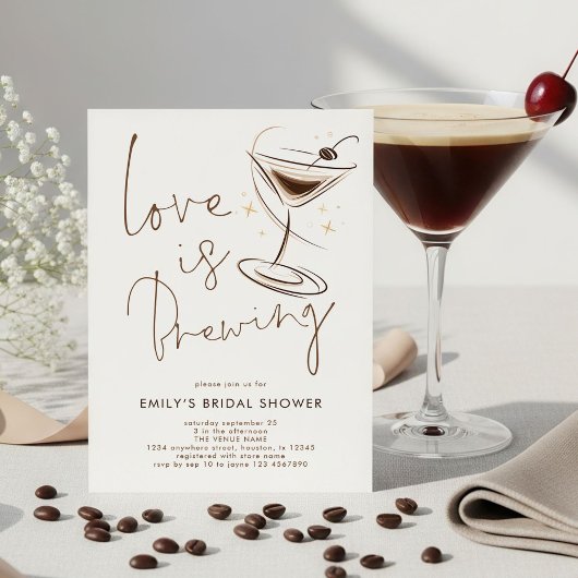 Espresso Martini Love is Brewing Bridal Shower Einladung