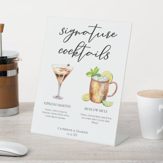 Espresso Martini Moskauer Mule Cocktail Hochzeitsm Sockelschild (In SItu)