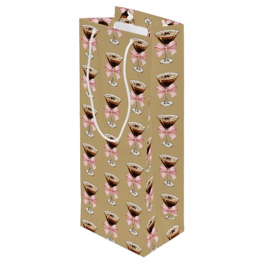 Espresso Martini Muster Geschenktüte Für Weinflaschen (Rückseite Schrägansicht)