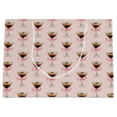 Espresso Martini Muster Rosa Große Geschenktüte (Vorderseite)