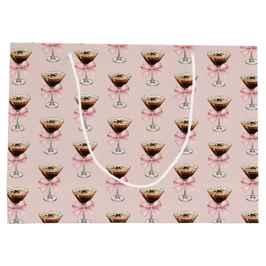 Espresso Martini Muster Rosa Große Geschenktüte (Rückseite)