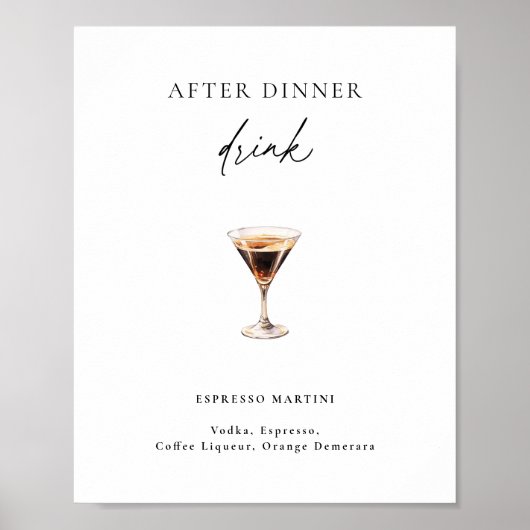 Espresso Martini nach dem Abendessen trinken Poster (Vorne)
