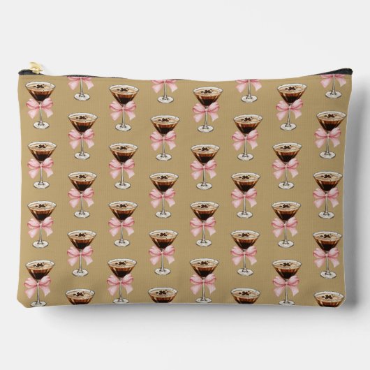 Espresso Martini Pattern Brown Zubehörtasche (Vorderseite)