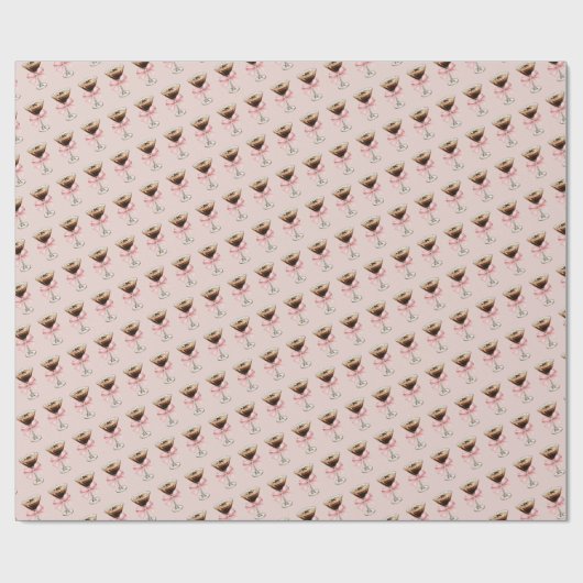 Espresso Martini Pattern Pink Geschenkpapier (Flach)