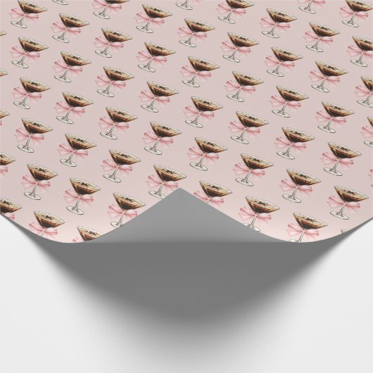 Espresso Martini Pattern Pink Geschenkpapier (Ecke)
