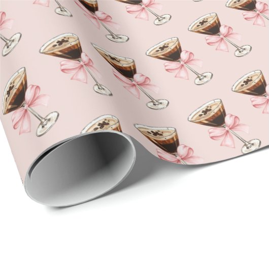 Espresso Martini Pattern Pink Geschenkpapier (Rolleneckpunkt)