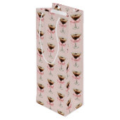 Espresso Martini Pattern Pink Geschenktüte Für Weinflaschen (Rückseite Schrägansicht)