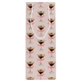 Espresso Martini Pattern Pink Geschenktüte Für Weinflaschen (Rückseite)