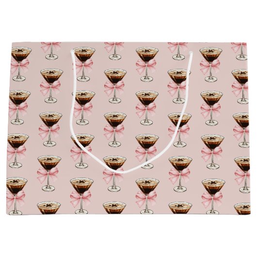 Espresso Martini Pattern Pink Große Geschenktüte (Vorderseite)