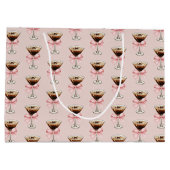 Espresso Martini Pattern Pink Große Geschenktüte (Rückseite)