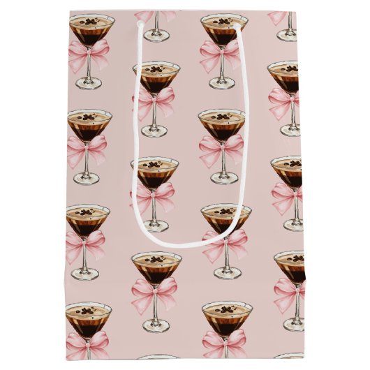 Espresso Martini Pattern Pink Mittlere Geschenktüte (Rückseite)