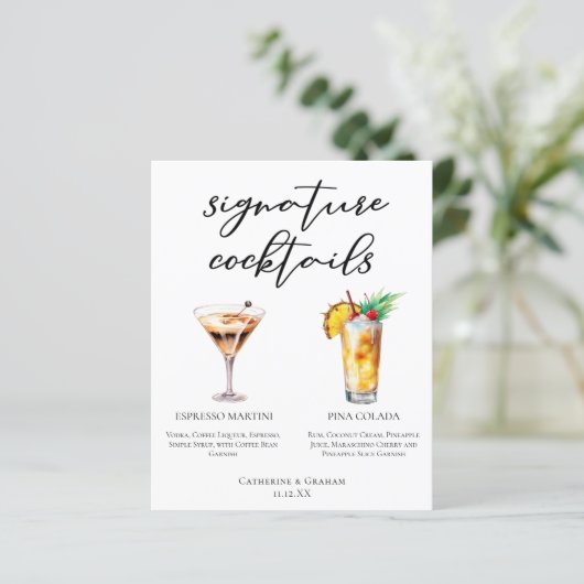 Espresso Martini Pina Colada Cocktails Menü (Stehend Vorderseite)