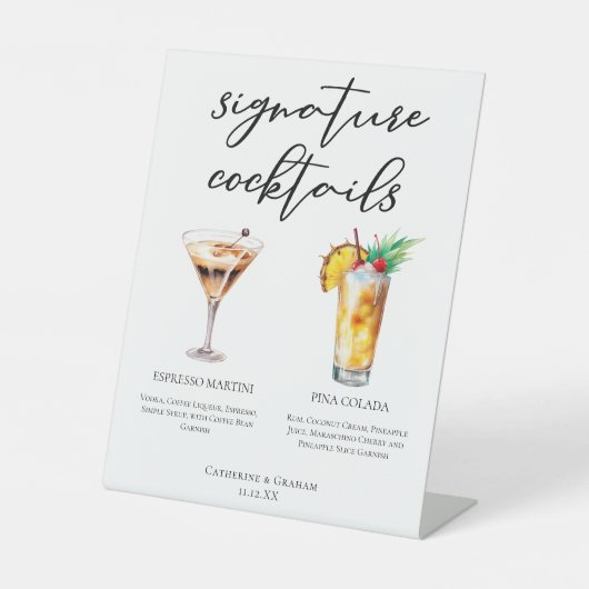 Espresso Martini Pina Colada Cocktails Menü Sockelschild (Vorderseite)