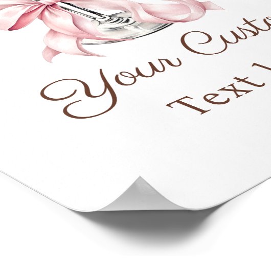 Espresso Martini Pink Coquette Bow Custom Sign Poster (Ecke)