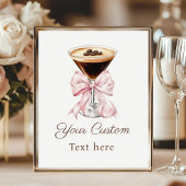 Espresso Martini Pink Coquette Bow Custom Sign Poster