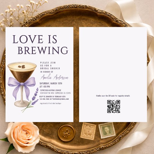 Espresso Martini QR Code Registry Bridal Shower Einladung