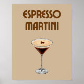 Espresso Martini Retro Tan und Brown Cocktail Poster (Vorne)