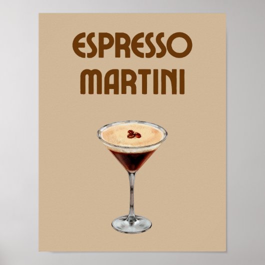 Espresso Martini Retro Tan und Brown Cocktail Poster (Vorne)