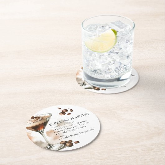 Espresso Martini Rezept Runder Pappuntersetzer (Vor Ort)