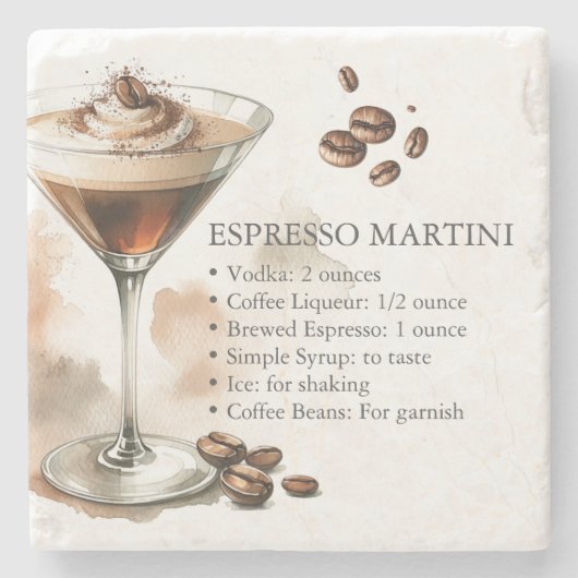 Espresso Martini Rezept Steinuntersetzer (Vorderseite)