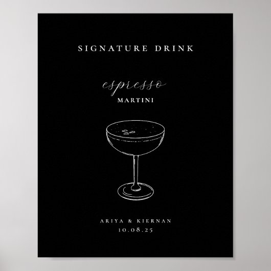 Espresso Martini Signature Drink Wedding Bar Poster (Vorne)