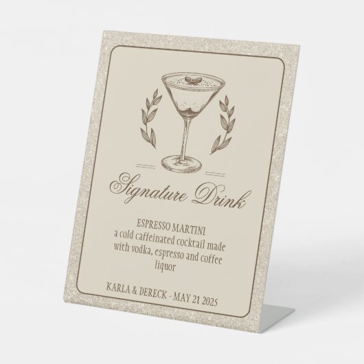 Espresso Martini Signature Drink Wedding Sockelschild (Vorderseite)