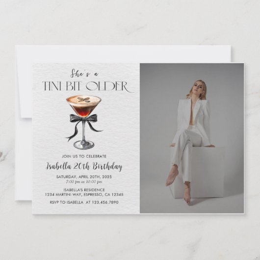 Espresso Martini Tini Bit Älteres Foto Einladung (Vorderseite)