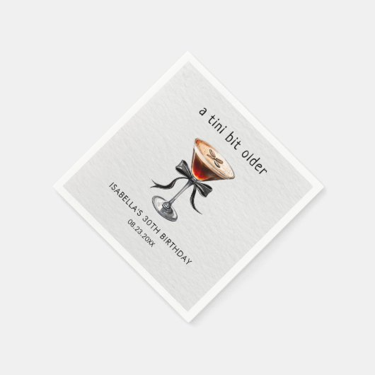 Espresso Martini Tini Bit Older Birthday Party Serviette (Ecke)