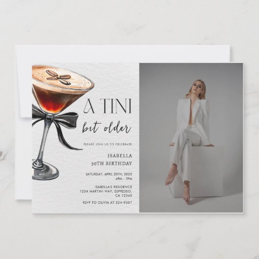 Espresso Martini Tini Bit Older Birthday Photo Einladung (Vorderseite)