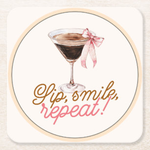 Espresso Martini "Trinke, lächle, wiederhole!" Rechteckiger Pappuntersetzer