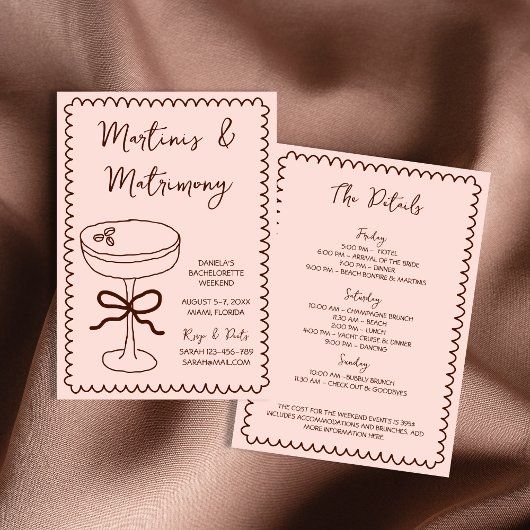 Espresso Martinis & Matrimony Hand Drawn Whimsical Einladung