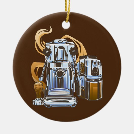 Espresso Maschine Kaffeekaffee Mitarbeiter für Kaf Keramik Ornament (Vorne)