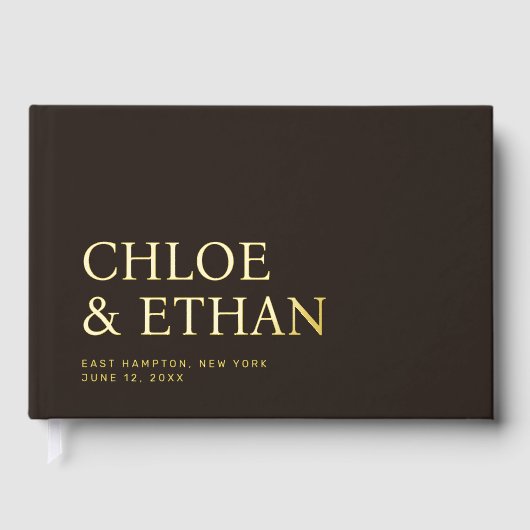 Espresso Modern Wedding Foil Gästebuch (Vorderseite)